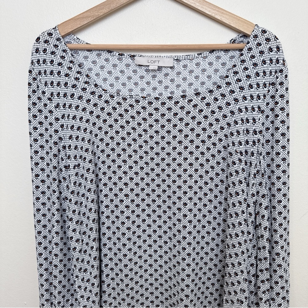 Loft Womens Small Rayon Long Sleeve Printed Blouse - Picture 5 of 15